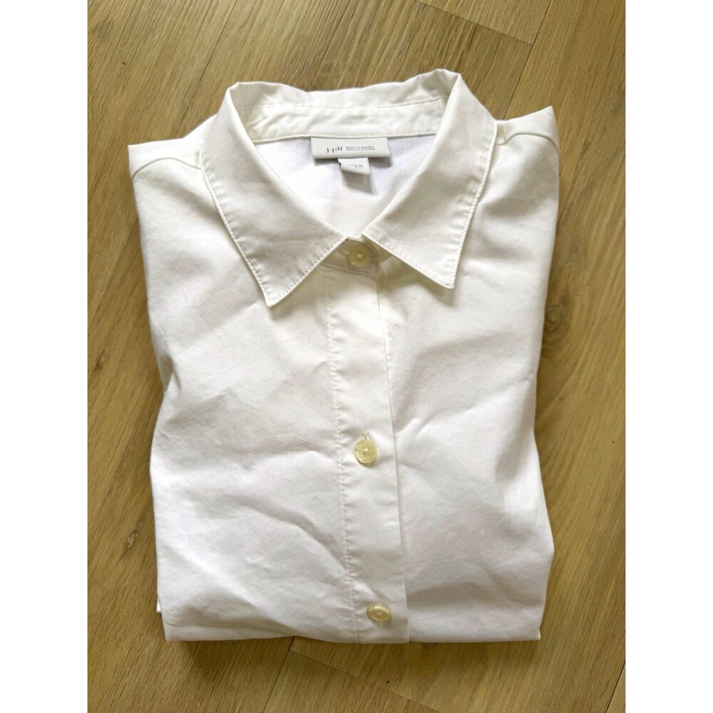 J. Jill Women White Woven Collared Button-Up Long Sleeve Blouse Size S
